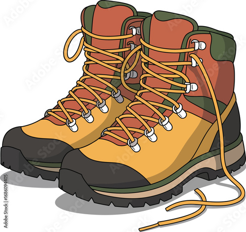 Hiking boots ready for adventure silhouette banner advertisement