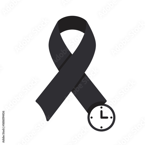 Black ribbon symbol of mourning and remembrance