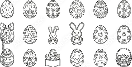 Charming Easter eggs and bunnies collection perfect for festive holiday crafts and designs