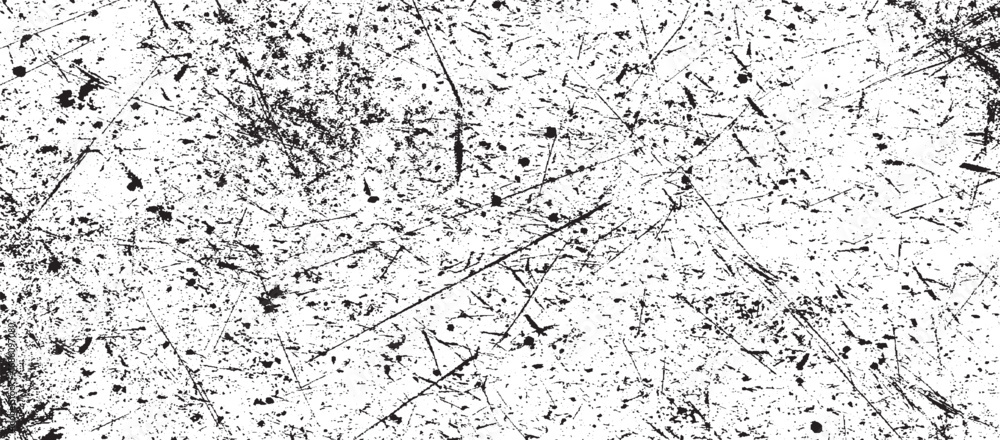 Naklejka premium Abstract texture dust particle and dust grainy scratches and stains grunge effect, old and grainy black and white urban vector texture. design brush strokes. Overlay texture. Faded black-white dyed 