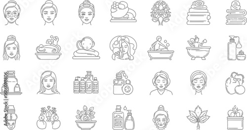 Discover elegant beauty and wellness icons for modern spa, skincare, and self-care branding needs