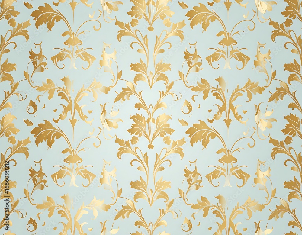Gold leaf pattern on light pastel background Gold leaf pattern on light pastel background