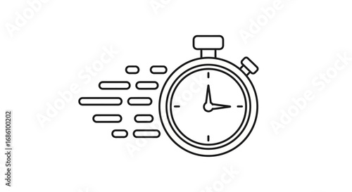 Fast Time A Minimalist Black and White Icon of a Stopwatch Indicating Speed and Efficiency