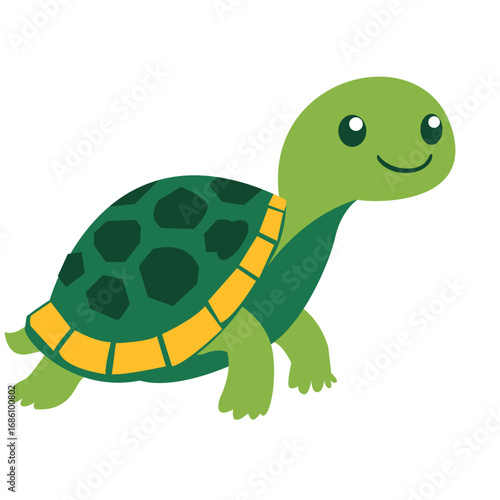 2d illustration cartoon turtle smiling with orange shell. Ideal for sea life, children’s books, rural designs, nature themes, and playful concepts.
