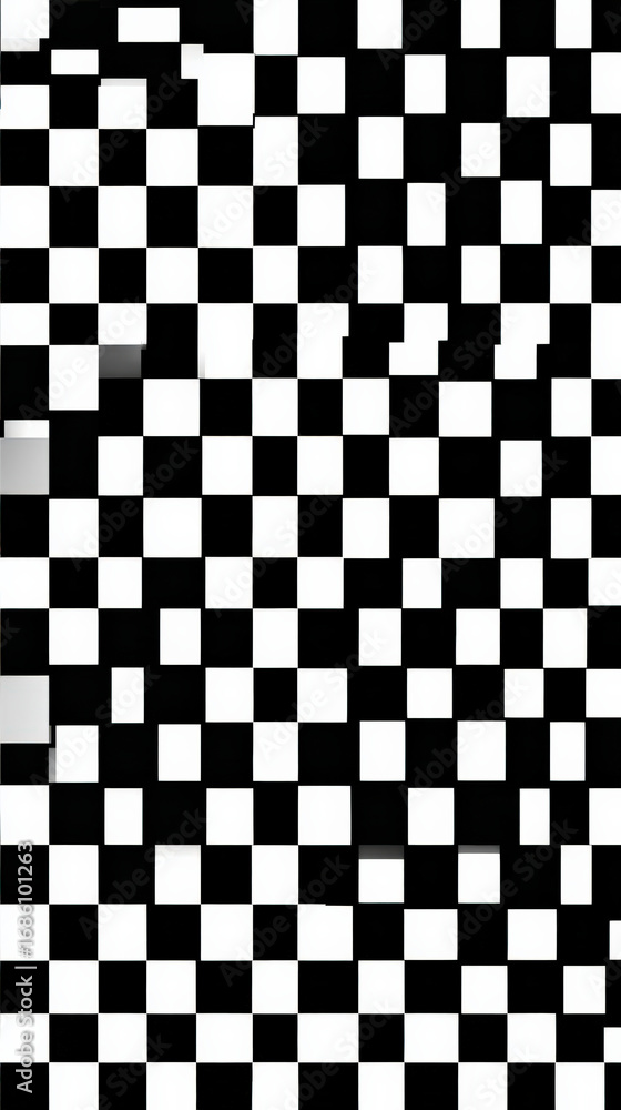 Fototapeta premium Black and white checkerboard pattern creates seamless and classic visual effect, often used in graphic design and interior decor for bold and timeless look