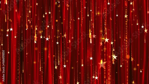 particle red silk five-pointed star theme stage background