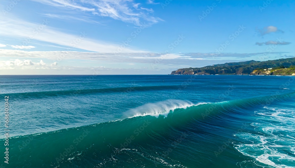 Fototapeta premium Powerful ocean waves under a clear sky
