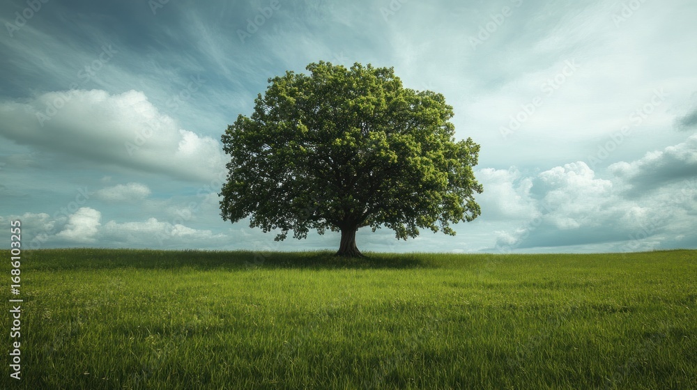 Fototapeta premium Lonely tree in a grassy field