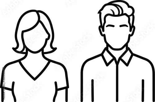 Diverse couple iconic representation for modern personal branding and business concepts