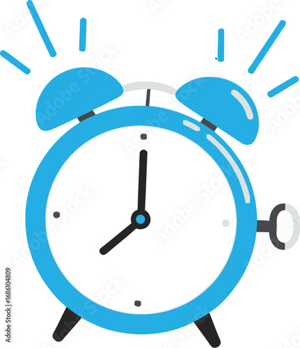 Wake up to new possibilities with this vibrant blue alarm clock illustration that signals fresh starts
