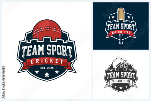 Cricket logo design template, cricket sport team emblem collection, cricket tournament logo design vector illustration