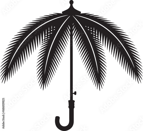 Unique Palm Tree Umbrella Silhouette Design for Tropical Themes and Creative Concepts A Striking Visual Graphic