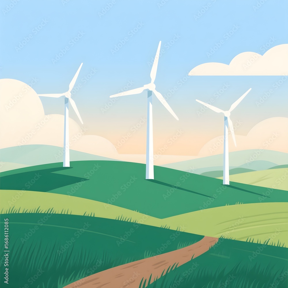 Fototapeta premium wind turbines farm