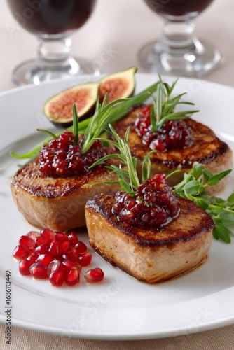 Wallpaper Mural Grilled pork tenderloin with fig, pomegranate and cranberry sauce garnished with rosemary Torontodigital.ca
