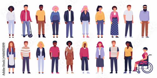 Bild auf Leinwand Diverse group of people standing together showcasing variety in ethnicity age an