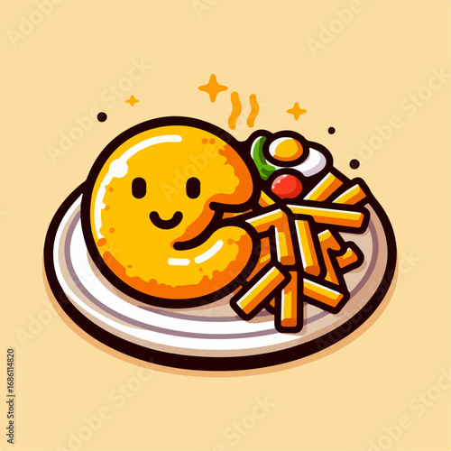 flat illustration of delicious nuggets