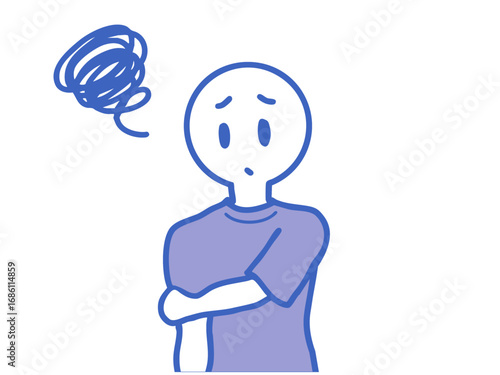 腕のケガや関節痛を表現した青色健康イラスト