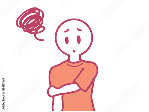 腕を押さえるキャラクターの赤ベクターイラスト