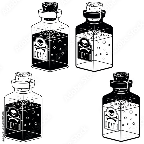 Glass bottle with poisonous substance with