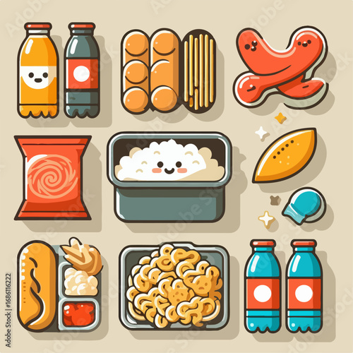 flat illustration of food supplies