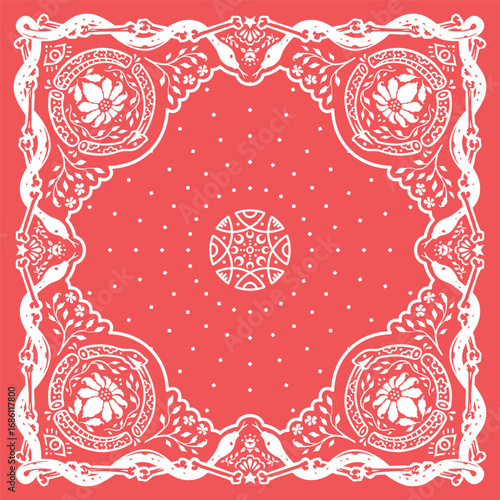 Vector Bandana Design with Ouroboros Snake and Skull Bone Pattern