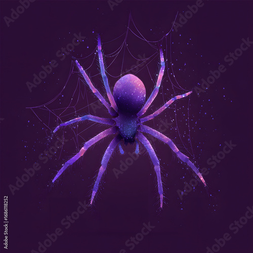 A detailed digital illustration of a vibrant purple spider.