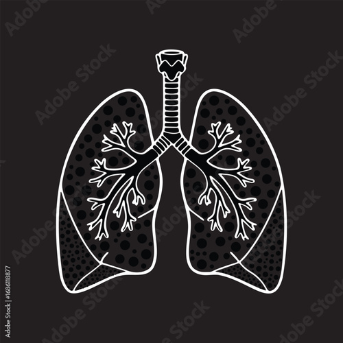 Human lungs show alveoli damage against dark backdrop, representing respiratory illness and the importance of lung health.