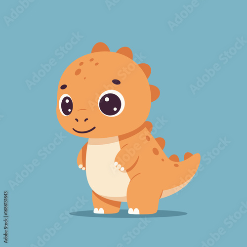 A cute cartoon dinosaur character with a friendly expression and colorful design.