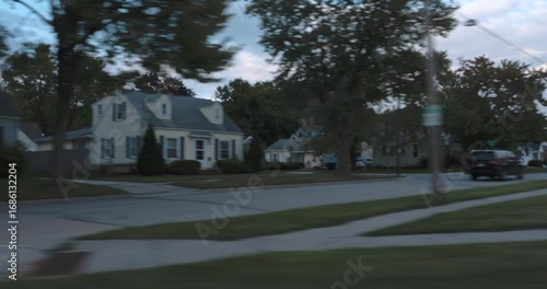 Background Plate Residential City Driving Three Blocks Late Evening