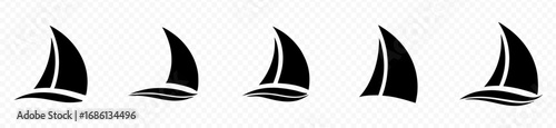 Sailing boat logo set. icon abstract vector template. Sailboat on the waves. 