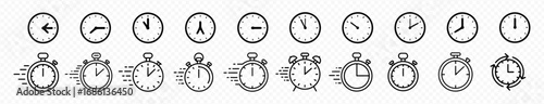 Clock icon set. hourglass icon. stopwatch symbol. sandglass time. watch icon. Timers icon. countdown Timer. vector illustration