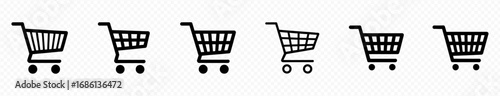 Shopping cart icon set, Full and empty shopping cart symbol, shop and sale, vector illustration