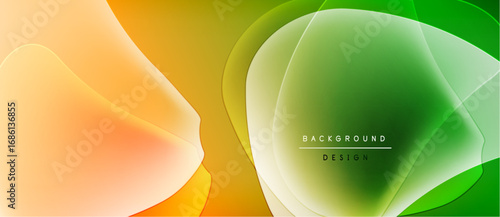 Abstract gradients blend, creating smooth transitions. Yellow, orange, green hues dominate design. Minimal text reads background design. Modern, vibrant aesthetic.