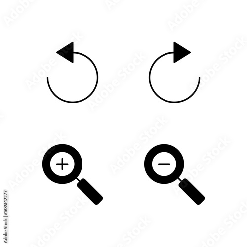 Undo Redo Zoom In and Zoom Out Icon Set for Web Dashboard Interface