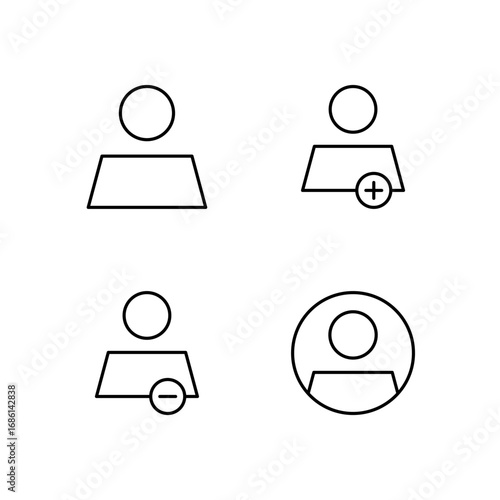 User Profile User Add and User Remove Icon Set for Mobile Application