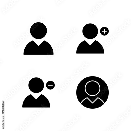 User Profile User Add and User Remove Icon Set for Mobile Application