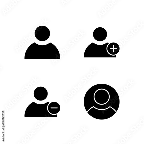 User Profile User Add and User Remove Icon Set for Mobile Application