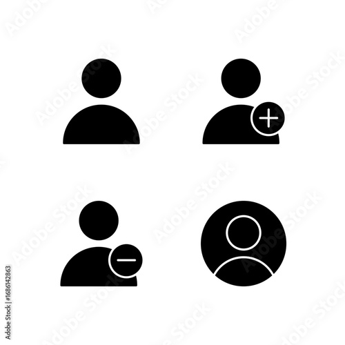 User Profile User Add and User Remove Icon Set for Mobile Application