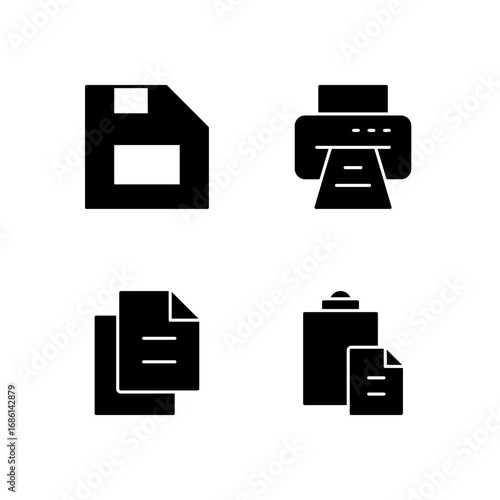 Save Print Copy and Paste Icon Set for Modern Web System