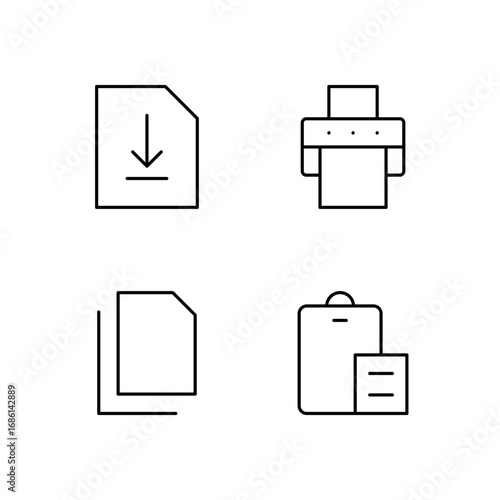 Save Print Copy and Paste Icon Set for Modern Web System
