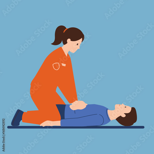 A person performing CPR on an unconscious individual, demonstrating lifesaving techniques.