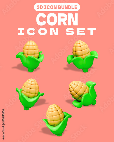 3D Sweet Corn Icon Illustration