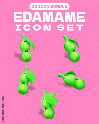 3D Bundle Cartoon Edamame Icon