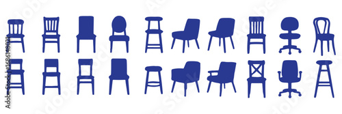 Set of office chair icon. Modern chair, arm chair vector icon