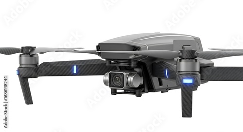 Wallpaper Mural Modern Drone with Carbon Fiber Arms and Glowing Blue Lights, Isolated Torontodigital.ca