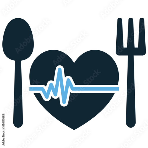 Healthy food icon vector for health, wellness, and fitness. This simple, modern icon is great for representing organic meals, fresh produce, or dieting on websites and apps.