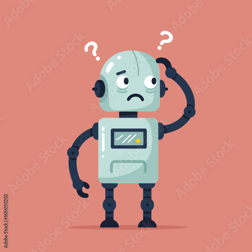 A confused robot scratching its head, conveying uncertainty or curiosity.