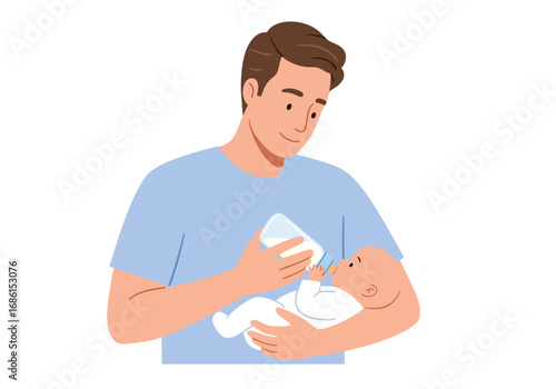 Heartwarming moment of fatherhood. Perfect for parenting blogs, articles, and advertisements celebrating family bonds and caregiving moments.