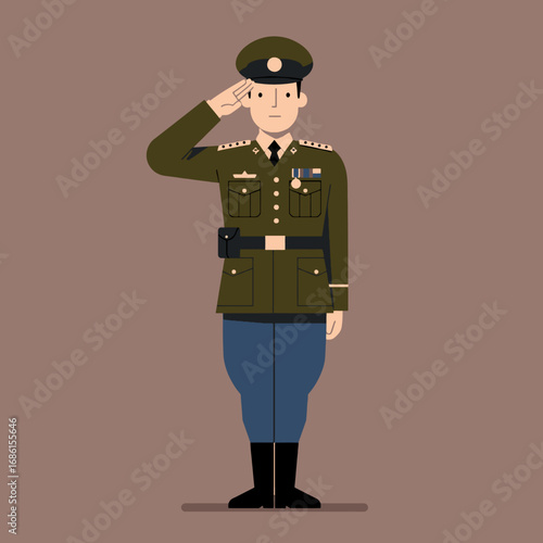A soldier in uniform saluting, representing discipline and honor.