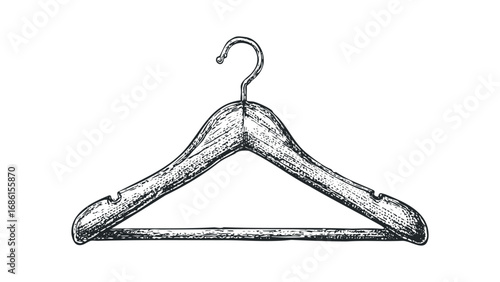 Sketch of wooden hanger on transparent background. Vector hand drawn illustration